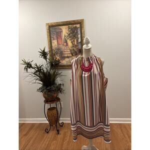 Apt.9 Women's Size XL Sleeveless Striped Tie Back Shift Dress High Neck Pullover